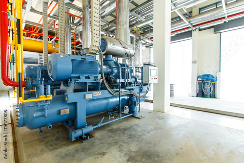 industrial compressor refrigeration station at manufacturing factory photo