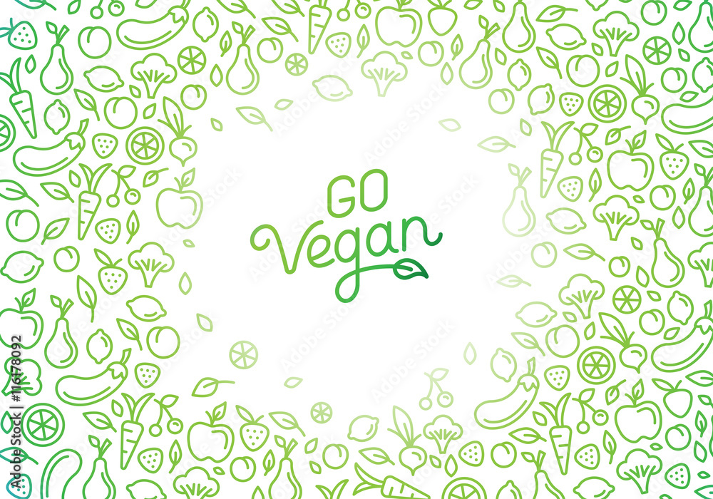 Go vegan - motivational poster or banner with hand-lettering Go vegan - motivational poster or banner with hand-lettering
