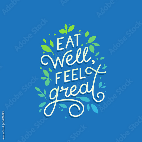 Vector logo design template with hand-lettering text - eat well,