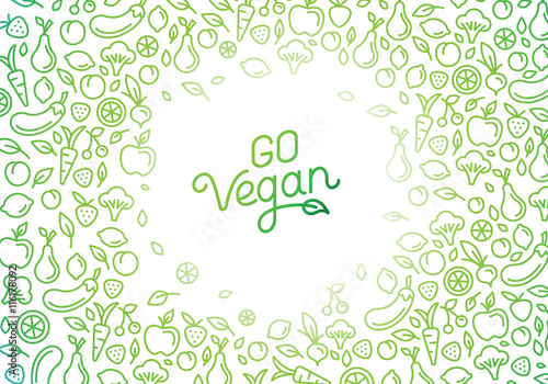 Go vegan - motivational poster or banner with hand-lettering