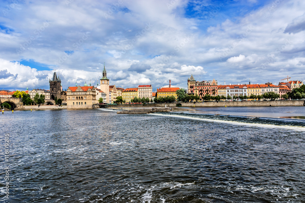 Obraz premium View of Bank of Vltava and Old Town. Prague, Czech Republic.