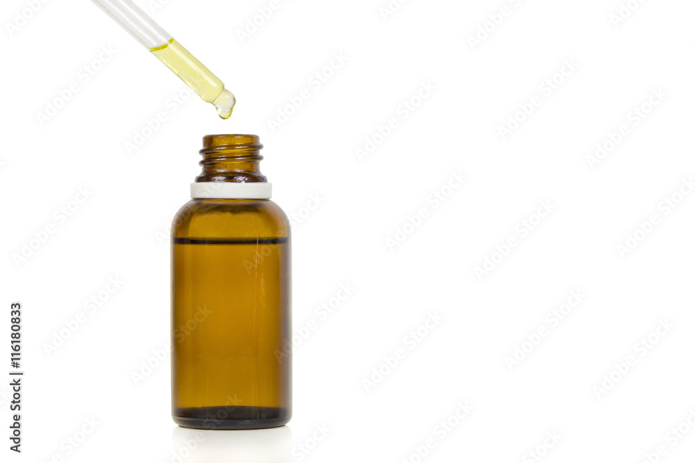 Pouring drops in a medicine bottle