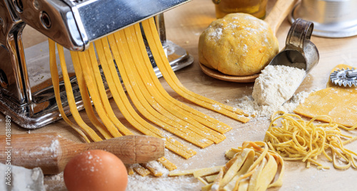 Bild auf Leinwand Fresh tagliatelle pasta homemade preparation