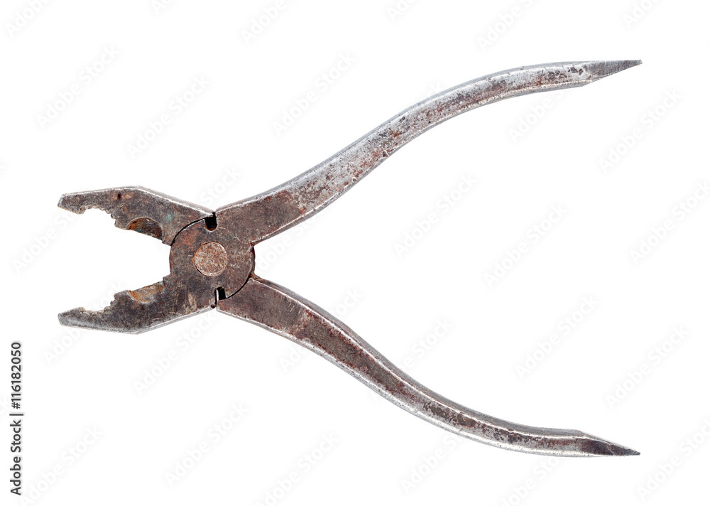 old rusty pliers isolated on white background old rusty pliers isolated on white background