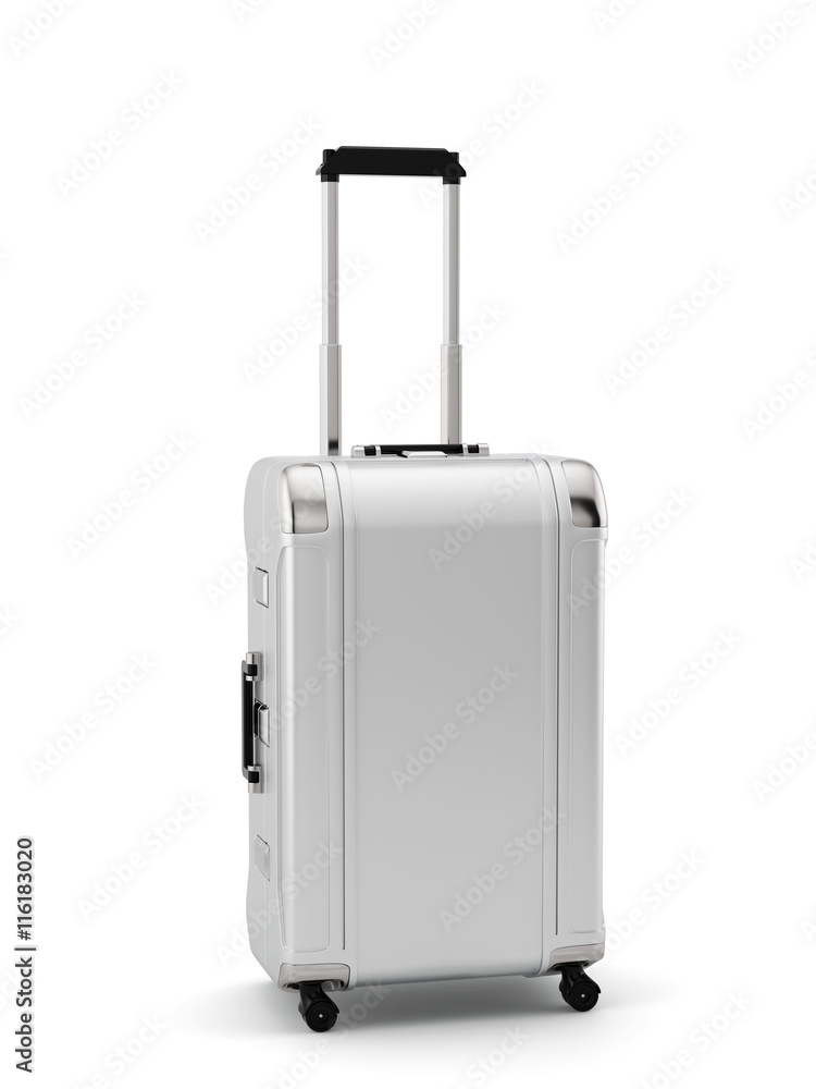 Silver travel suitcase isolated Silver travel suitcase isolated