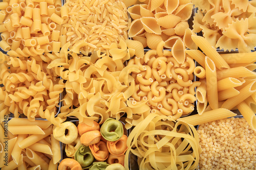 Full background of raw pasta