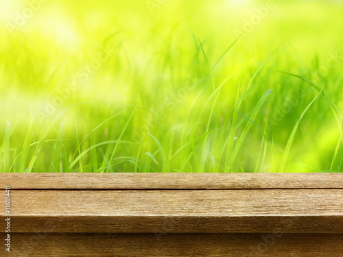 old wood table top on natur...