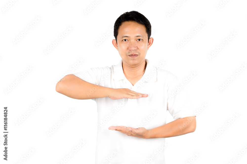 Man hold concept hand Isolated on white background Man hold concept hand Isolated on white background