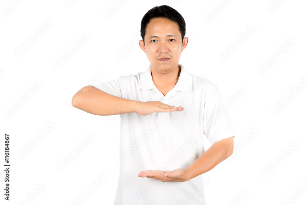 Man hold concept hand Isolated on white background Man hold concept hand Isolated on white background