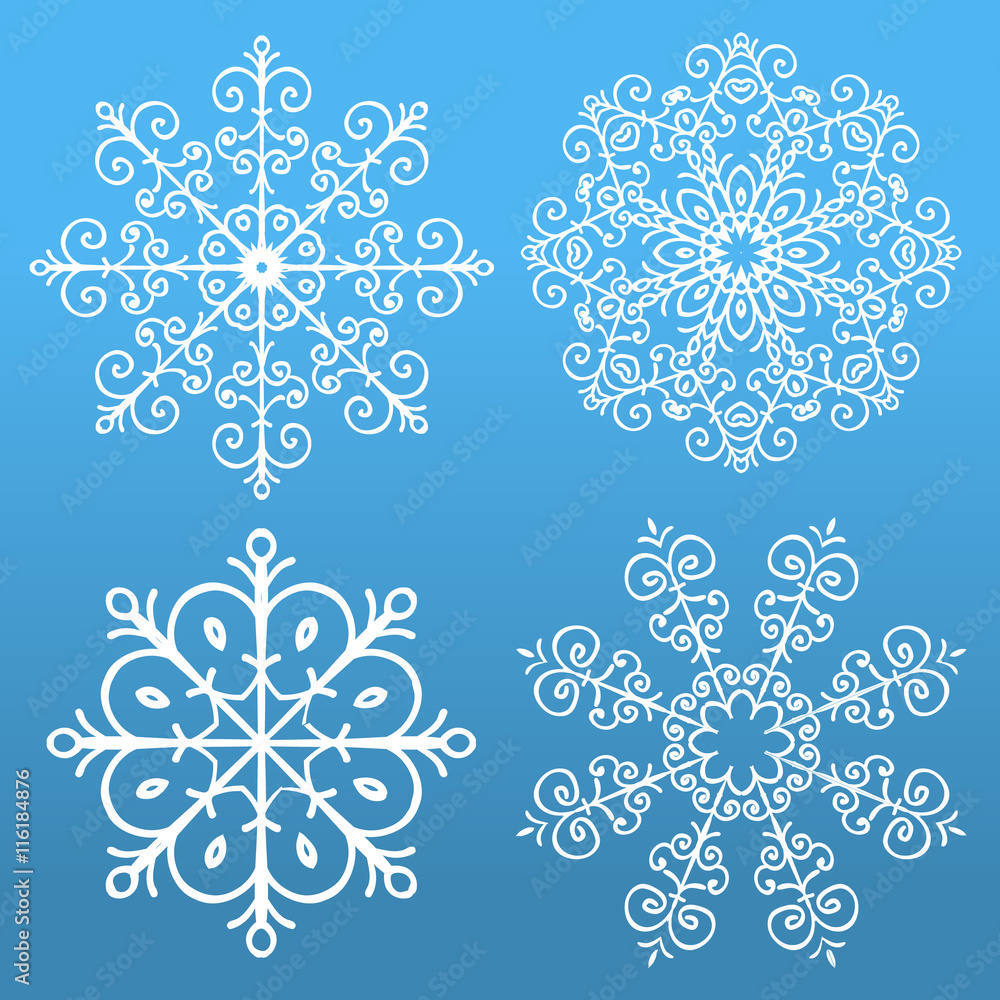Set of 4 snowflakes. Vector illustration Set of 4 snowflakes. Vector illustration