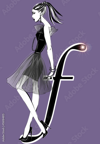 Friday fashion women model in sketch style