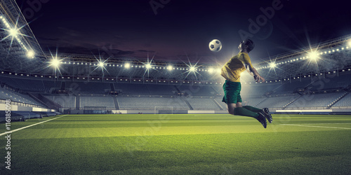 Soccer forward player  . Mixed media © Sergey Nivens