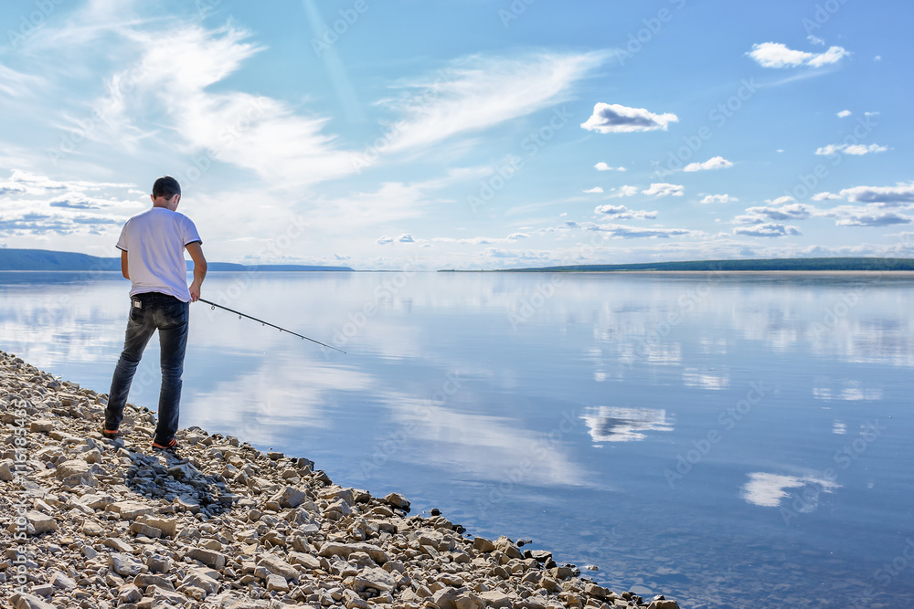 Man fishing on the river