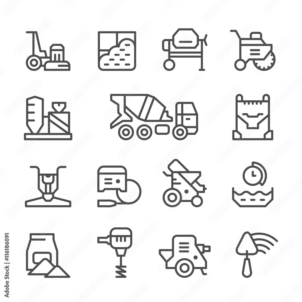 Set line icons of concrete Set line icons of concrete