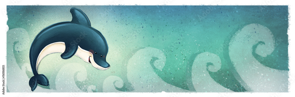 Obraz premium delfin con olas del mar