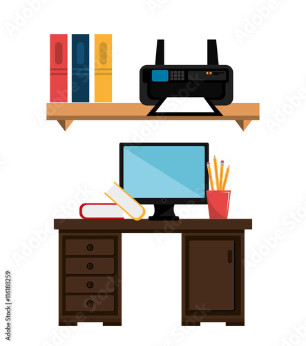 office work place isolated icon design, vector illustration graphic 