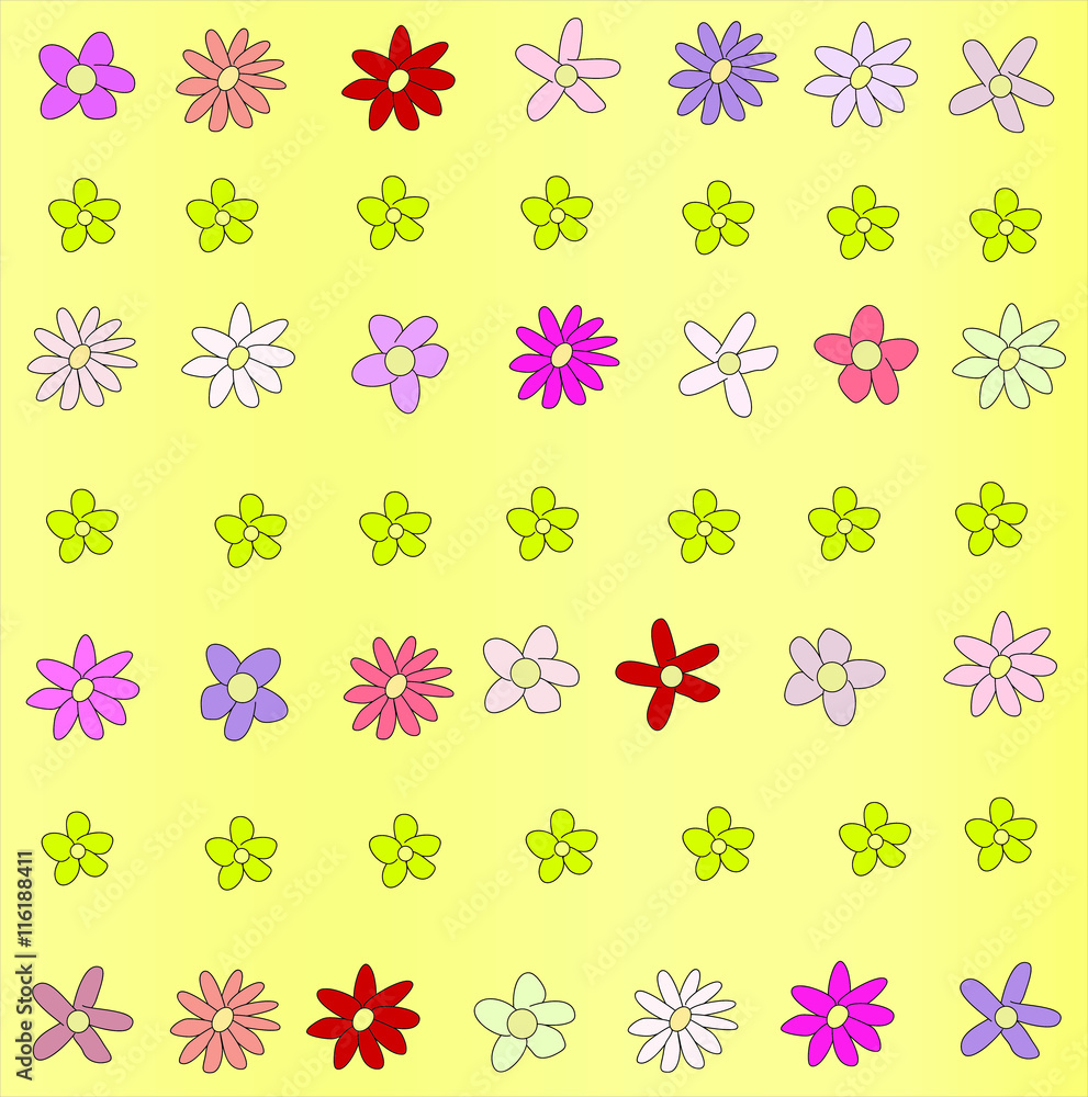 Fundo floral com flores de cores e formas sortidas