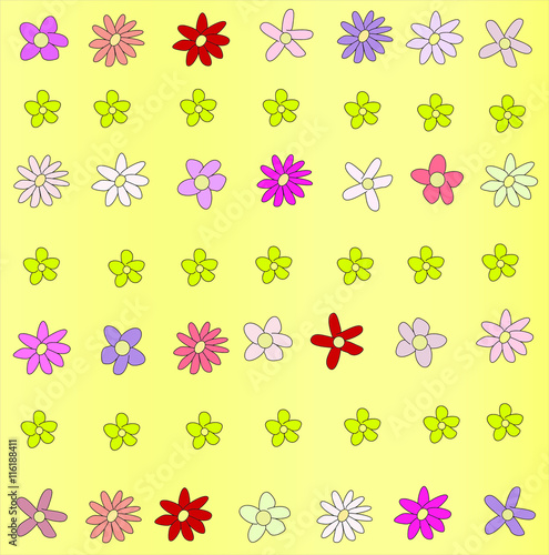 Fundo floral com flores de cores e formas sortidas