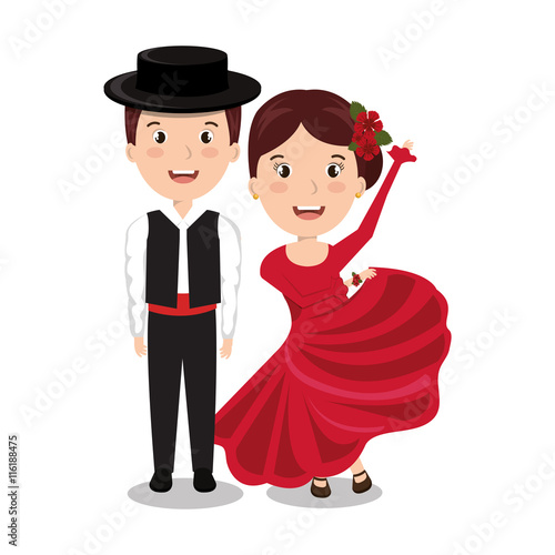 flamenco dancers isolated icon design, vector illustration  graphic 