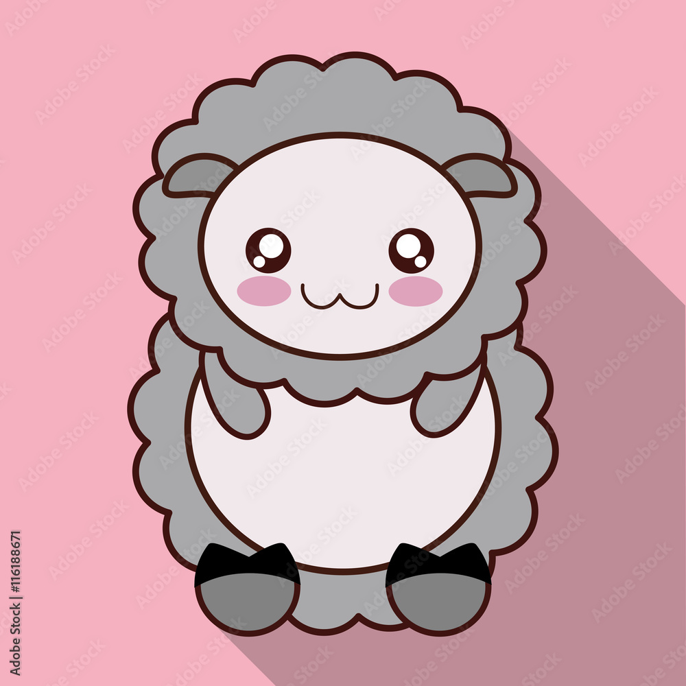 Cute animal design represented by kawaii sheep icon. Colorfull and flat illustration. Cute animal design represented by kawaii sheep icon. Colorfull and flat illustration.