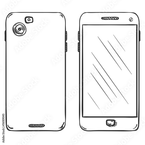 Vector Set of Smartphones. Back and Front View.