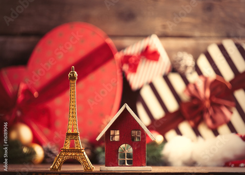 eiffel tower and house shaped toys