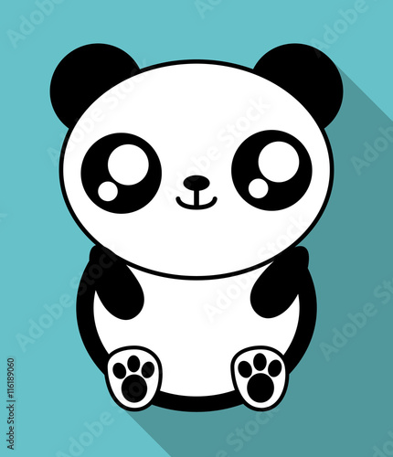 Fototapeta Naklejka Na Ścianę i Meble -  Cute animal design represented by kawaii panda icon. Colorfull and flat illustration. 