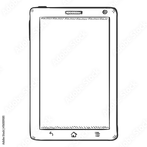 Vector Single Sketch Tablet PC. Front View.