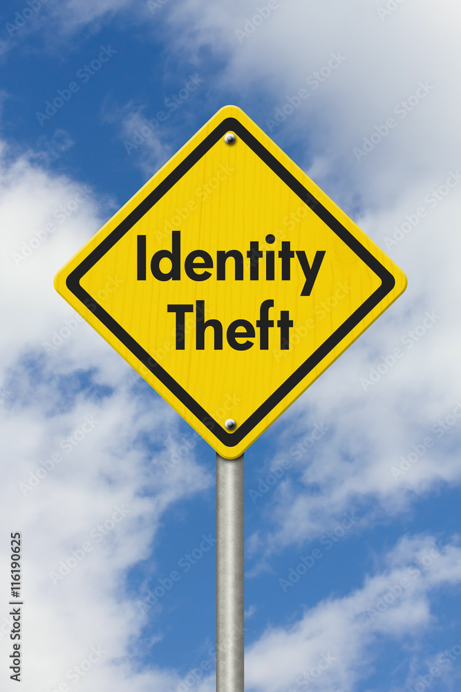 Yellow Warning Identity Theft Highway Road Sign Yellow Warning Identity Theft Highway Road Sign
