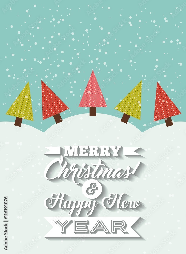 Pine tree and snow icon. Merry Christmas design. Vector graphic
