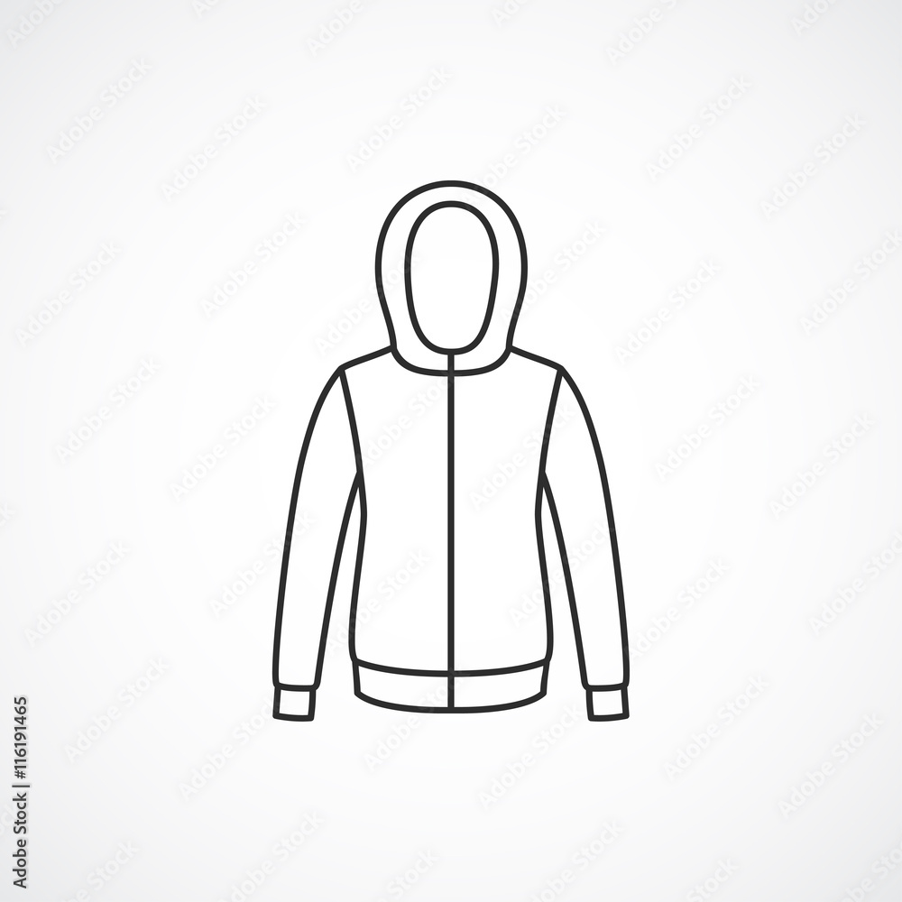 Hooded jacket icon. Vector line clothes icon. Stock Vector | Adobe Stock