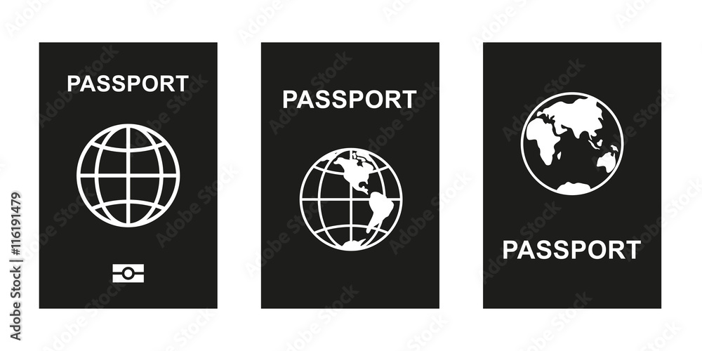 Passport icon with globe Passport icon with globe