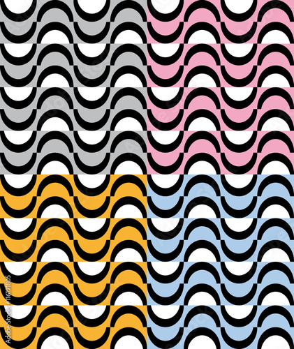 Set four fun patterns with colorful semicircles 