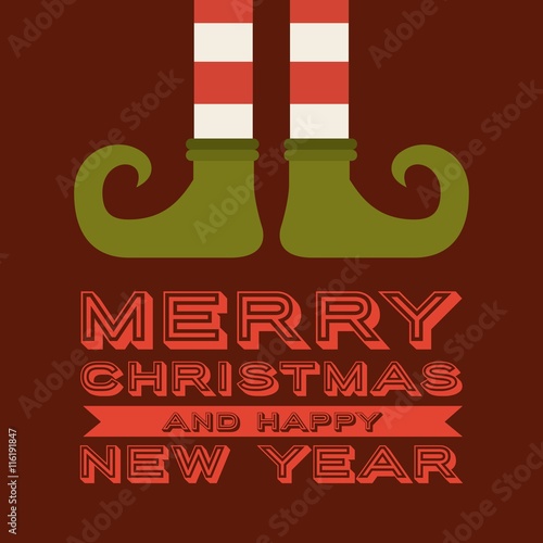 elf legs cartoon icon. Merry Christmas design. Vector graphic