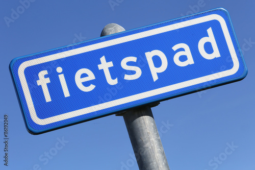 Obraz na plátne Dutch road sign: optional cycle path