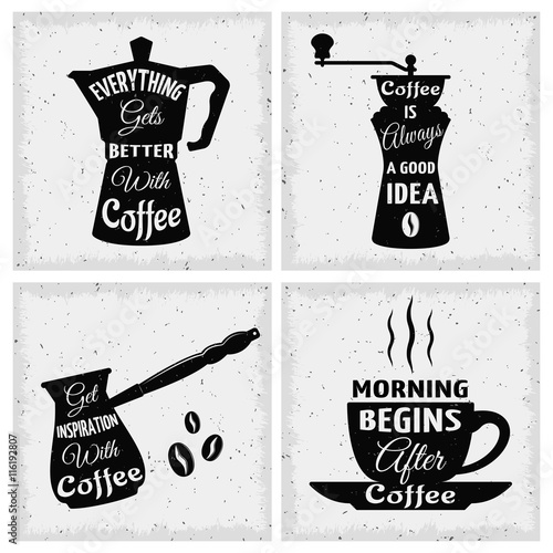 Coffee Quotes Icon Set
