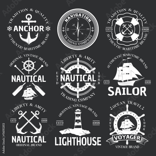 Nautical Emblem Set On Black