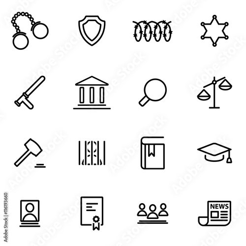 Vector line justice icon set