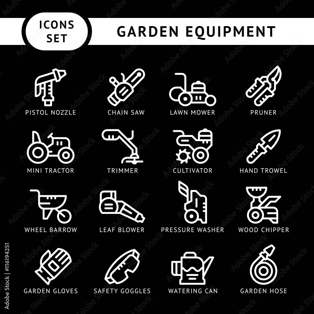 Set line icons of garden equipment Set line icons of garden equipment