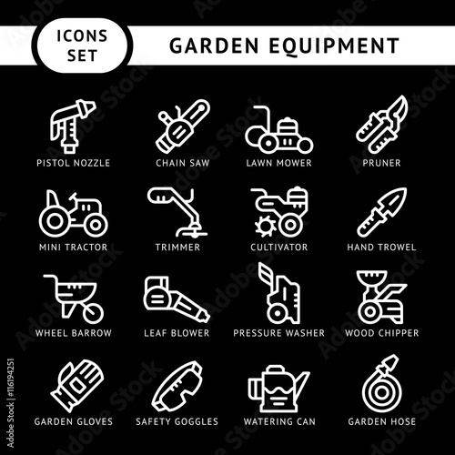 Set line icons of garden equipment
