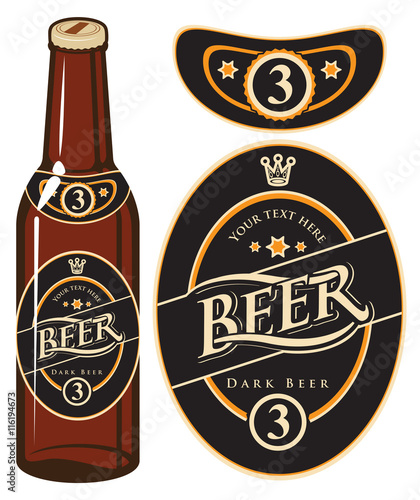 beer bottle with a label in retro style
