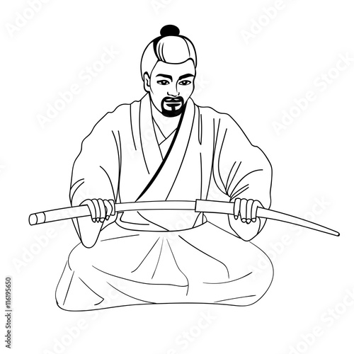 Vector illustration of a Japanese samurai photo