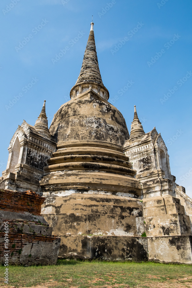 Temple ancient white pagoda place of worship famous at ayutthaya, thailand