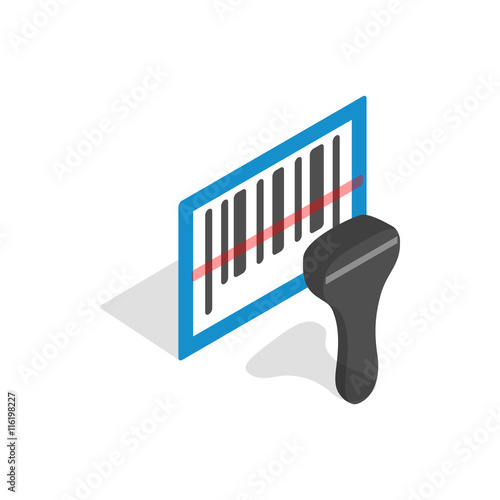 Barcode scanner icon in isometric 3d style isolated on white background. Equipment symbol
