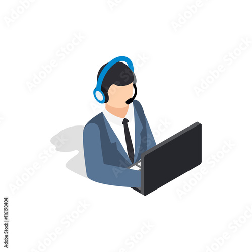 Online consultant icon in isometric 3d style isolated on white background. Help symbol