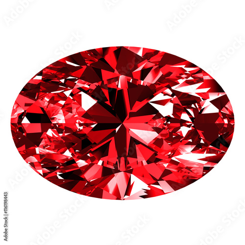Ruby Oval Over White Background