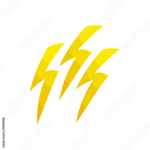 Natural disaster insurance. The discharge of electricity  lightning icon in cartoon style isolated on white background