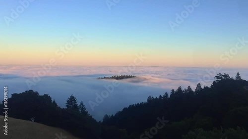 Beautiful rolling fog at sunset from Mount Tamalpais