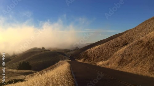 Rolling fog over Mount Tamalpais ridge