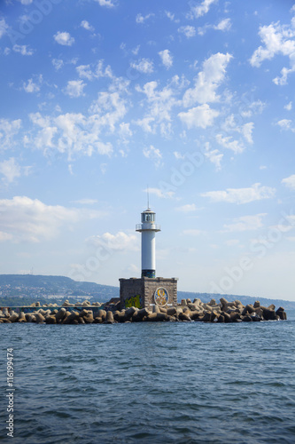 Lighthouse in Varna bay, Bulgaria, Black sea 